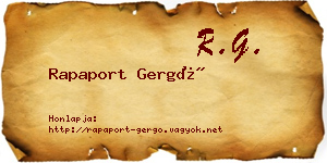 Rapaport Gergő névjegykártya